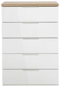 KOMODA, dub artisan, vysoce lesklá bílá, 69/101/44 cm Carryhome - Široké komody, Online Only