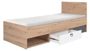 Jednolůžková postel 90x200 cm Kevyt 11 (dub artisan + bílá + grafit) (s roštem a matrací). 1087395