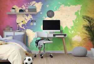 Tapeta pastelová mapa světa - 300x200 cm