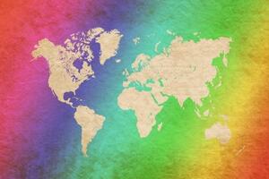 Tapeta pastelová mapa světa - 300x200 cm