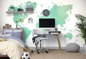 Samolepící tapeta mapa světa v zeleném odstínu - 450x300 cm