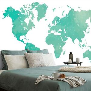 Tapeta mapa světa v zeleném odstínu - 300x200 cm