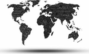 Tapeta černobílá mapa světa - 150x100 cm
