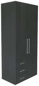 ŠATNÍ SKŘÍŇ S OTOČNÝMI DVEŘMI, vysoce lesklá antracitová, antracitová, 98/218,6/59,4 cm Xora - Šatní skříně