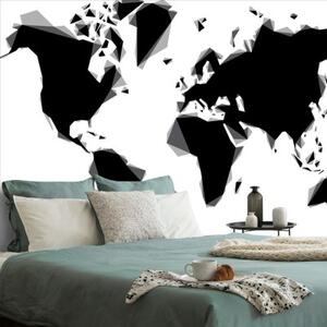 Tapeta abstraktní mapa světa v černobílém provedení - 300x200 cm