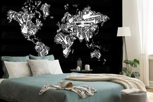 Tapeta hudební mapa světa - 300x200 cm