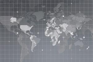 Tapeta šrafovaná mapa světa - 300x200 cm