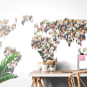 Samolepící tapeta mapa světa sestávající z lidí - 450x300 cm