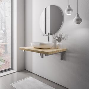 Solid oak washbasin shelf PUREWOOD with console support - selectable width