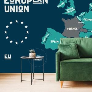 Samolepící tapeta naučná mapa s názvy zemí EU - 300x200 cm