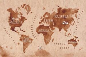 Tapeta mapa světa v retro provedení - 150x100 cm