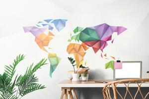 Tapeta barevná mapa světa ve stylu origami - 300x200 cm