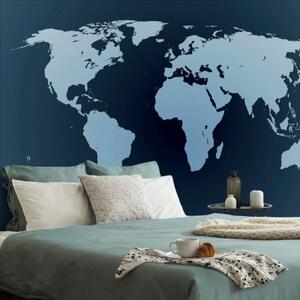 Tapeta mapa světa v odstínech modré - 300x200 cm