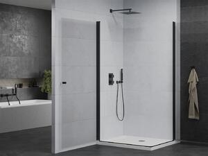 Mexen Pretoria Duo, sprchový kout se 2-křídlými dveřmi 80 (dveře) x 70 (dveře) cm, 6mm čiré sklo, černý profil + sprchová vanička, 852-080-070-70-02-4010B