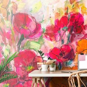 Tapeta malované květinové zátiší - 150x100 cm