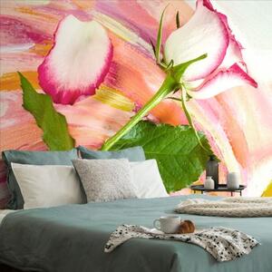 Tapeta růže na pastelovém pozadí - 150x100 cm