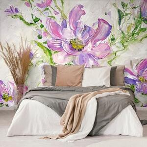 Tapeta malované letní květiny - 300x200 cm