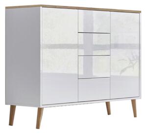 KOMODA, bílá, dub artisan, vysoce lesklá bílá, 105,5/86/33 cm MID.YOU - Komody na nožičkách, Online Only