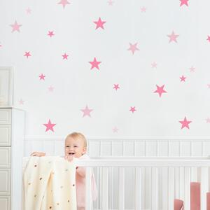 Růžové hvězdičky - samolepky na zeď pro dívku
