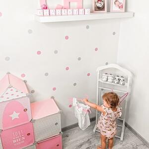 Samolepka na stenu pro dívky - Sivé a růžové bodky
