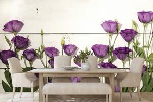 Tapeta nádherné fialové květiny - 300x200 cm