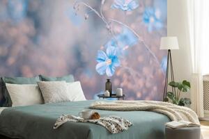 Tapeta modré květiny na vintage pozadí - 150x100 cm