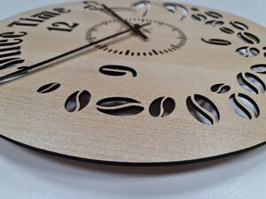 Dřevo života | Nástěnné hodiny COFFEE TIME | Barva: Světlý dub | Velikost hodin: 35x35