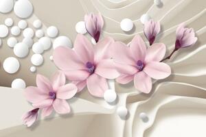 Tapeta krásná magnolie na abstraktním pozadí - 300x200 cm