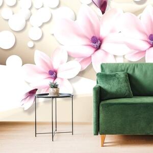 Tapeta krásná magnolie na abstraktním pozadí - 300x200 cm