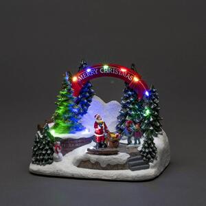 LED dekorační světlo Santa a děti, s hudbou