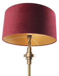 Art Deco stolní lampa bronzový sametový odstín červená 50 cm - Diverso
