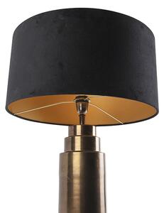 Stolní lampa ve stylu art deco bronzový sametový odstín černá se zlatem 50cm - Bruut