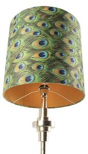 Art Deco stolní lampa zlatý sametový odstín páv design 40 cm - Diverso