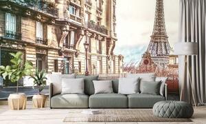 Tapeta pohled na Eiffelovu věž z ulice Paříže - 150x100 cm