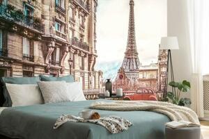 Tapeta pohled na Eiffelovu věž z ulice Paříže - 150x100 cm