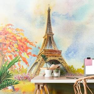 Tapeta Eiffelova věž v pastelových barvách - 375x250 cm