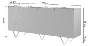 Komoda Scalia 190 cm - labrador mat / zlaté nožky