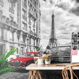 Fototapeta červené retro auto v Paříži - 300x200 cm