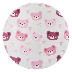 Růžový/slonovinový pratelný dětský koberec ø100 cm Cute Teddies Pink – Vitaus