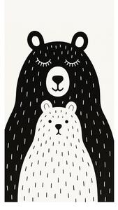 Černobílý pratelný dětský koberec 80x120 cm Bear Family v2 – Vitaus