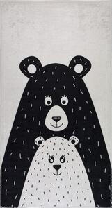 Černobílý pratelný dětský koberec 80x120 cm Bear Family – Vitaus