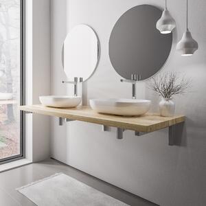 Solid oak washbasin shelf PUREWOOD with console support - selectable width