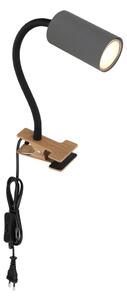 Globo 57911KG - Flexibilní lampa s klipem ROBBY 1xGU10/25W/230V šedá/hnědá