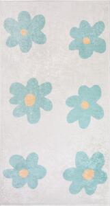Pratelný dětský koberec v mentolové barvě/slonovinový 60x100 cm Cute Flowers Green – Vitaus
