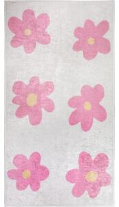 Růžový/slonovinový pratelný dětský koberec 60x100 cm Cute Flowers Pink – Vitaus