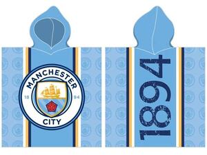 Dětské pončo - fotbalová osuška s kapucí FC Manchester City - 100% bavlna - 60 x 120 cm