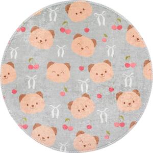 Šedý/hnědý pratelný dětský koberec ø100 cm Cute Teddies – Vitaus