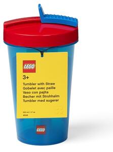 LEGO ICONIC Classic kelímek s brčkem - červená/modrá