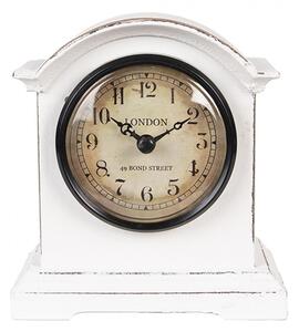 Bílé antik dřevěné stolní hodiny London - 13*7*14 cm / 1*AA - Clayre & Eef