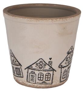 Květináč s perníkovými chaloupkami Gingerbread Bliss XL - Ø 21*20 cm - Clayre & Eef